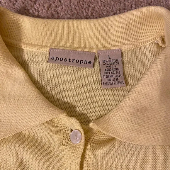 Apostrophe Canary Yellow Cardigan, Large - Picture 3 of 11